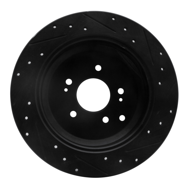 Hyundai Veracruz Brake Rotor (1) - Rear Left - R1 Concepts - Drilled & Slotted - Black - `07-`12